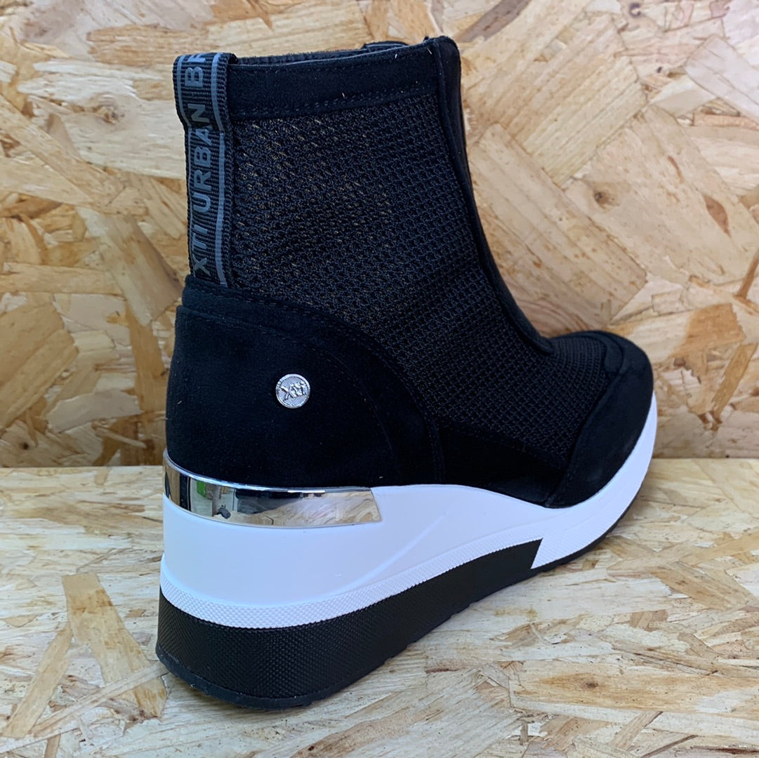 Xti Womens Fashion Wedge Trainers - Black - The Foot Factory