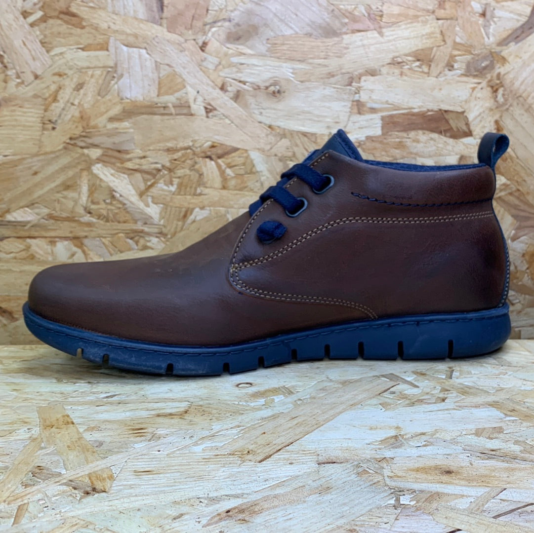 On Foot Mens Leather Shoes - Brown - The Foot Factory