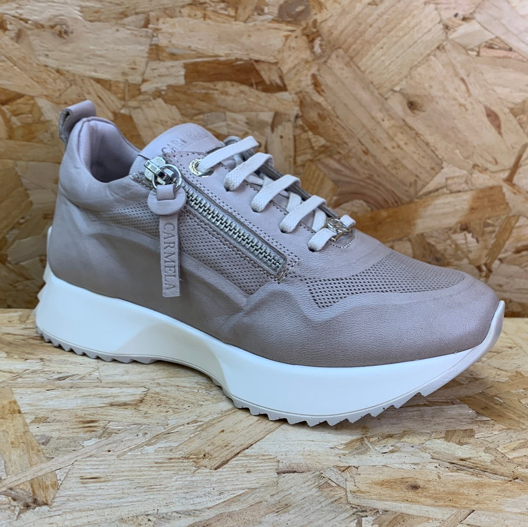 Carmela Womens Leather Fashion Trainers - Ice Grey - The Foot Factory