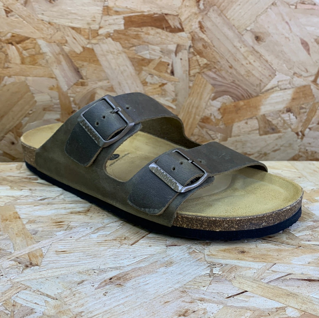 Plakton Mens Malaga Apure Leather Sandal - Khaki