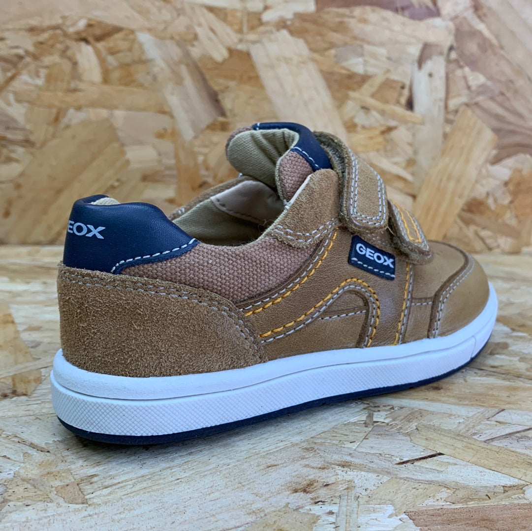 Geox Infant Trottola Leather Trainer - Caramel / Navy