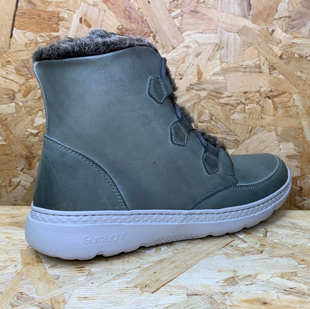 On Foot Womens Lined Leather Ankle Boot - Green