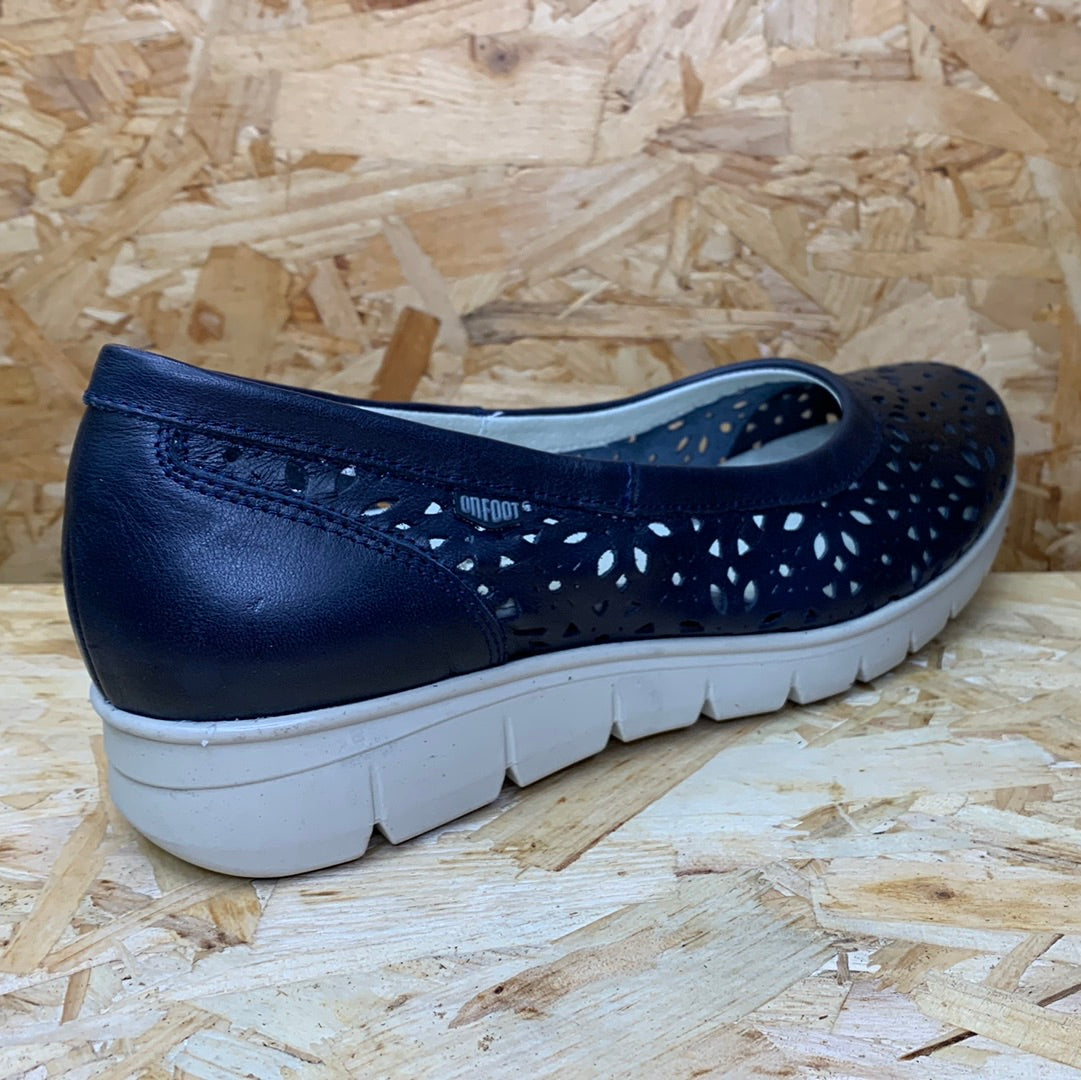 On Foot Womens Leather Shoe - Navy