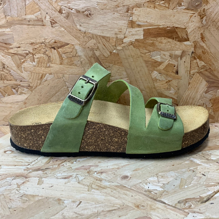 Plakton Womens Seville Mid Apure Leather Sandal - Pistachio Green - The Foot Factory