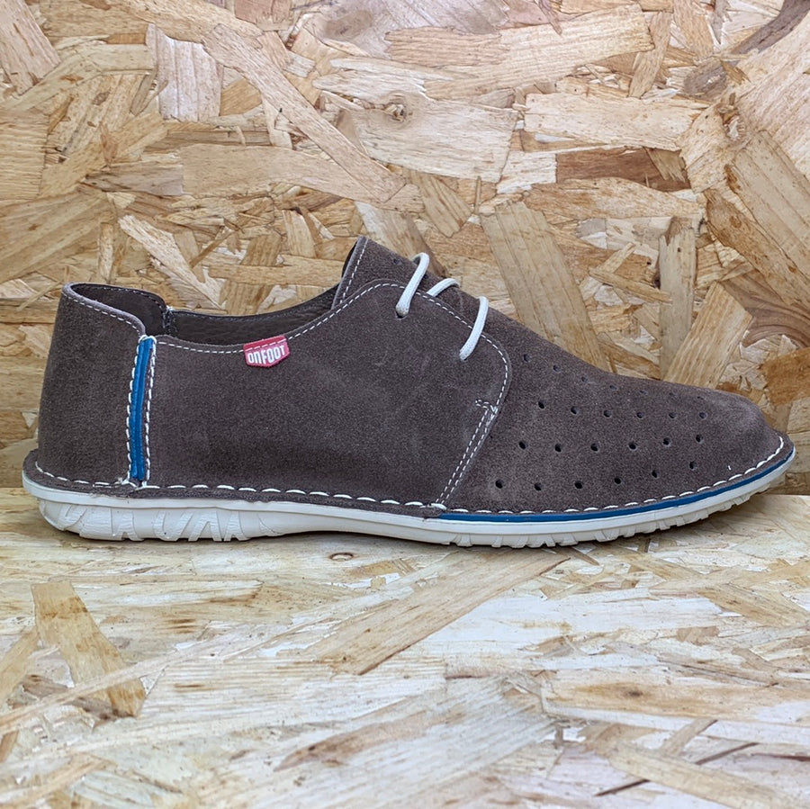 On Foot Mens Perforated Leather Shoes Brown