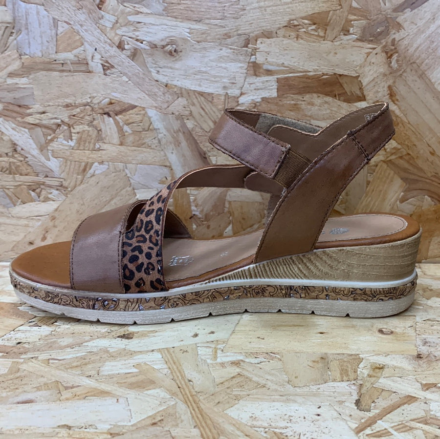 Remonte Womens Leather Fashion Sandal - Brown - The Foot Factory