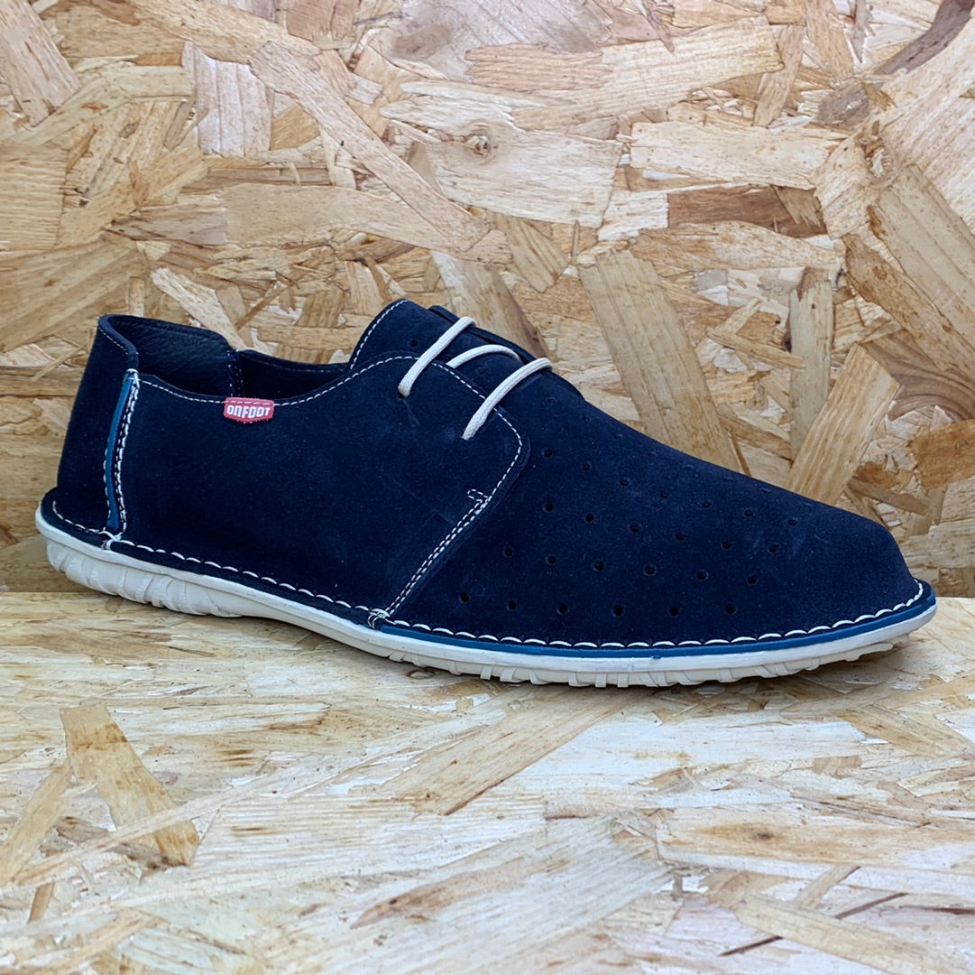 On Foot Mens Perforated Leather Shoes - Navy