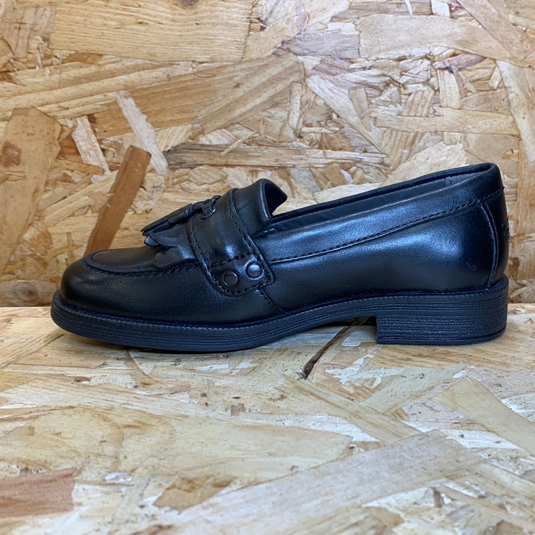 Geox Kids Agata A Smooth Leather School Shoe - Black