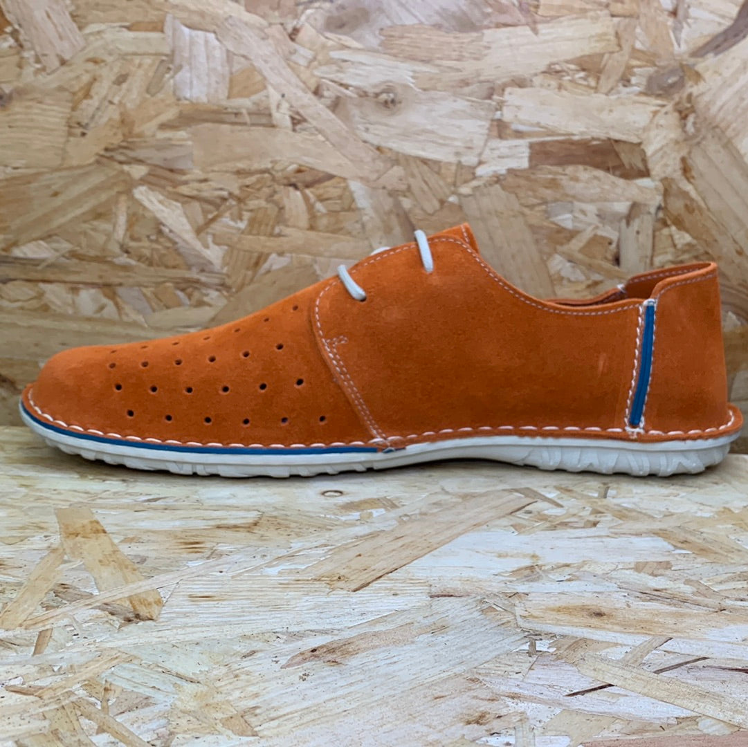 On Foot Mens Perforated Leather Shoes - Orange