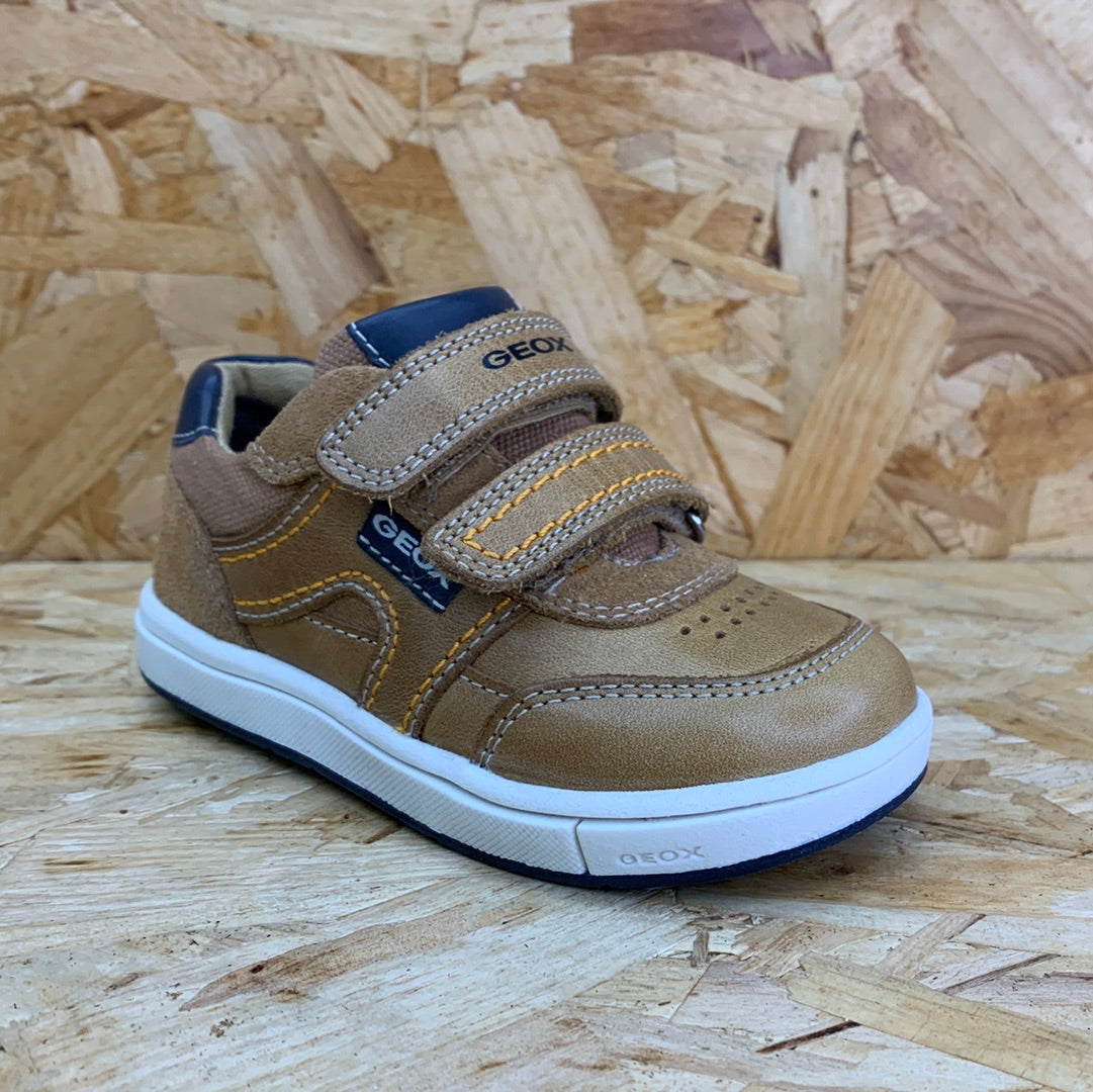 Geox Infant Trottola Leather Trainer - Caramel / Navy