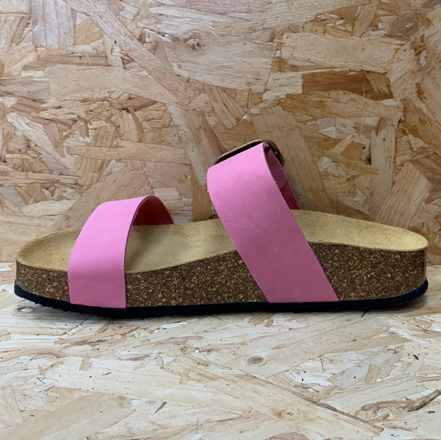 Plakton Womens Alicante Mid Nubuck Leather Sandal - Pink