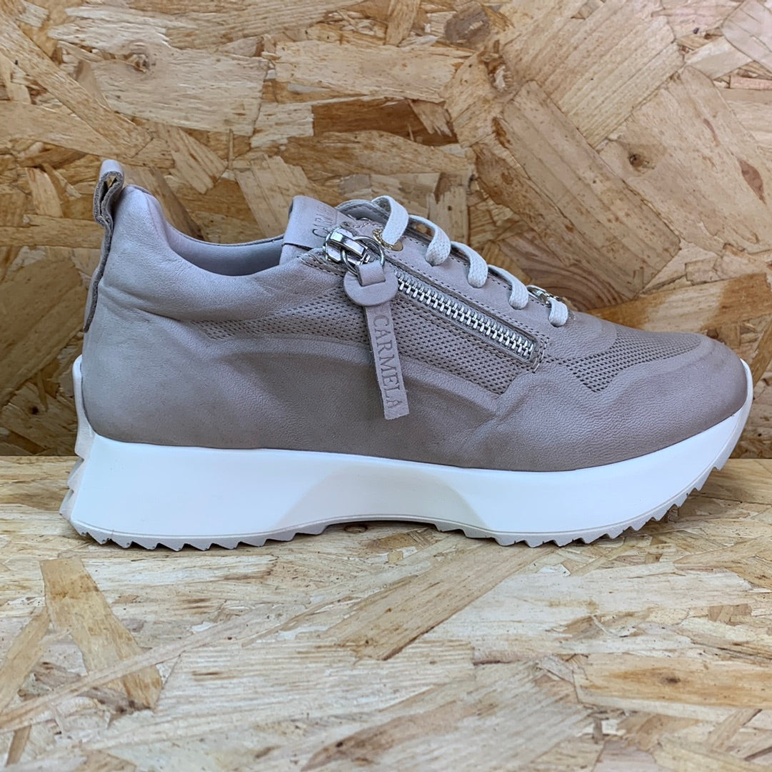 Carmela Womens Leather Fashion Trainers - Ice Grey - The Foot Factory