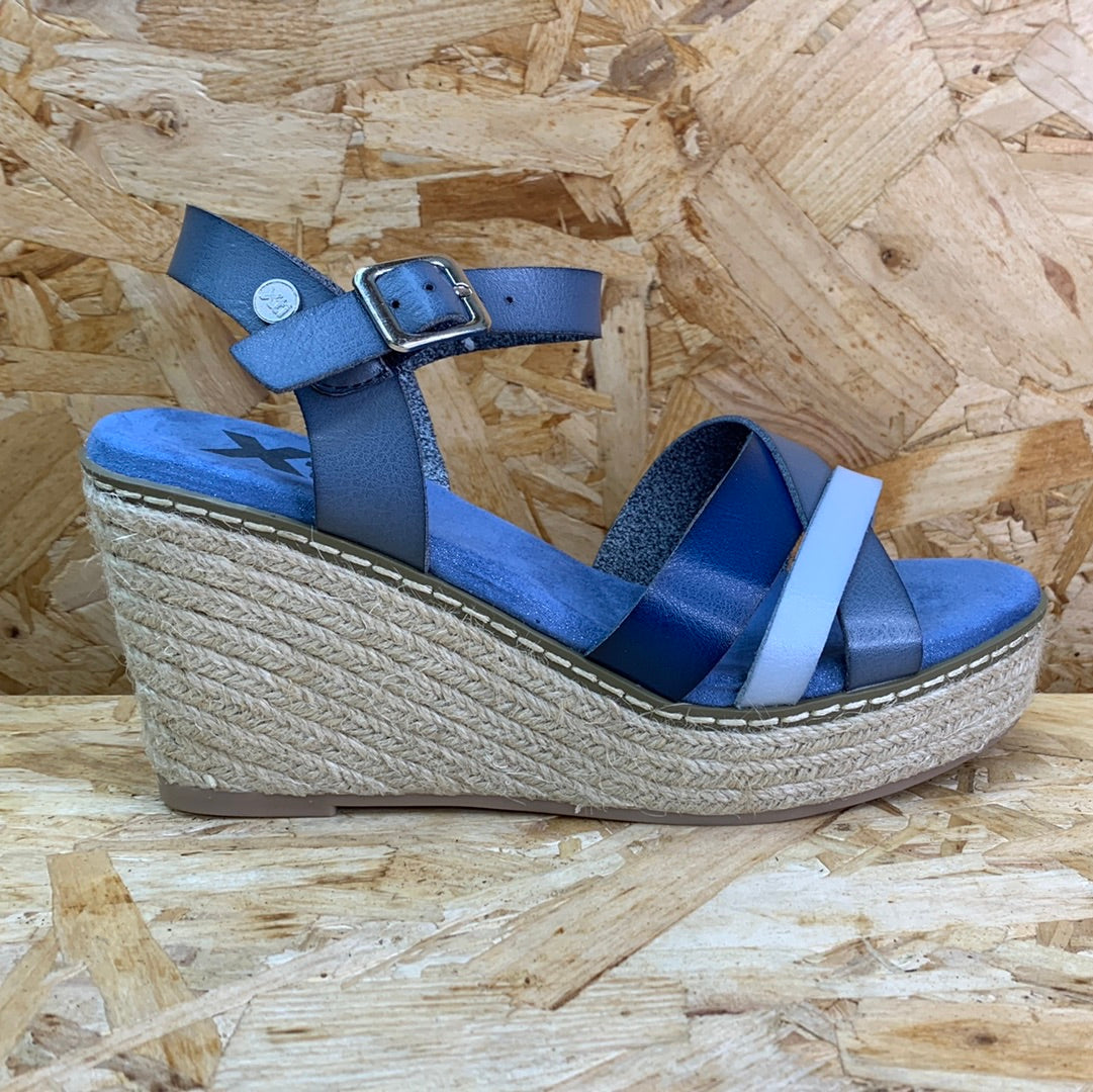 Xti Womens Fashion Wedge Sandals - Jeans Blue - The Foot Factory