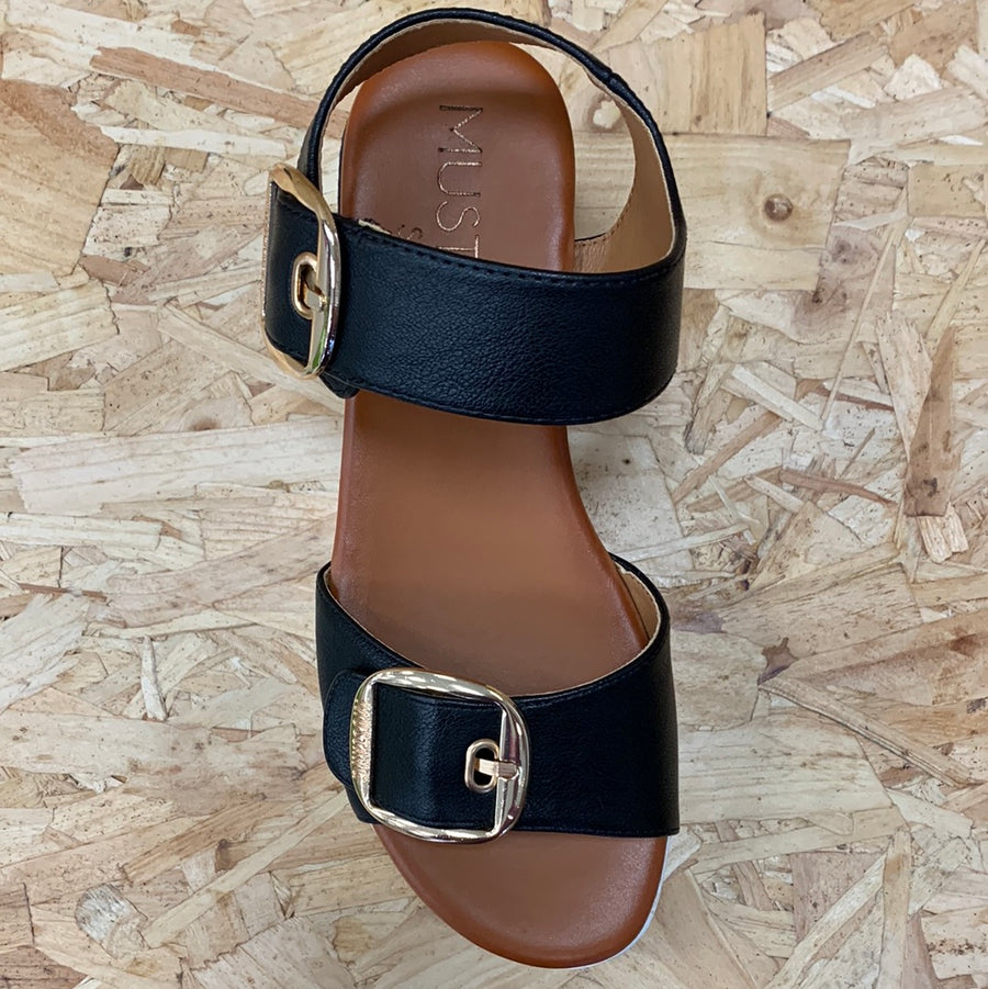 Mustang Womens Fashion Platform Sandals - Black