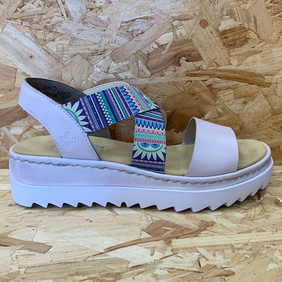 Rieker Womens Fashion Wedge Sandal - Lilac