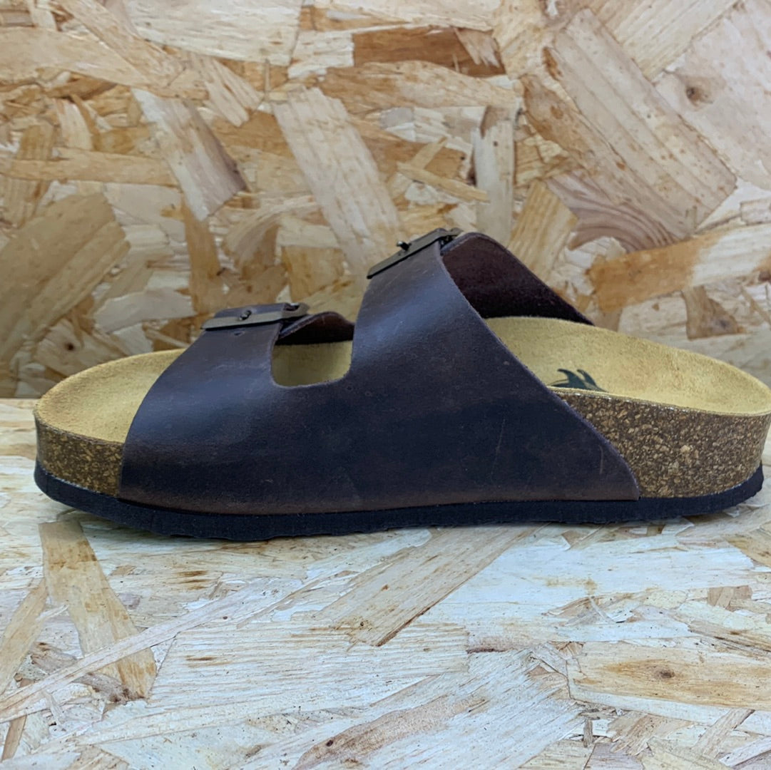 Plakton Womens Malaga Mid Apure Leather Sandal - Dark Brown