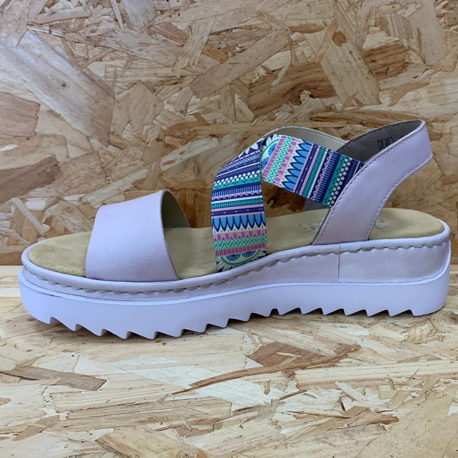 Rieker Womens Fashion Wedge Sandal - Lilac
