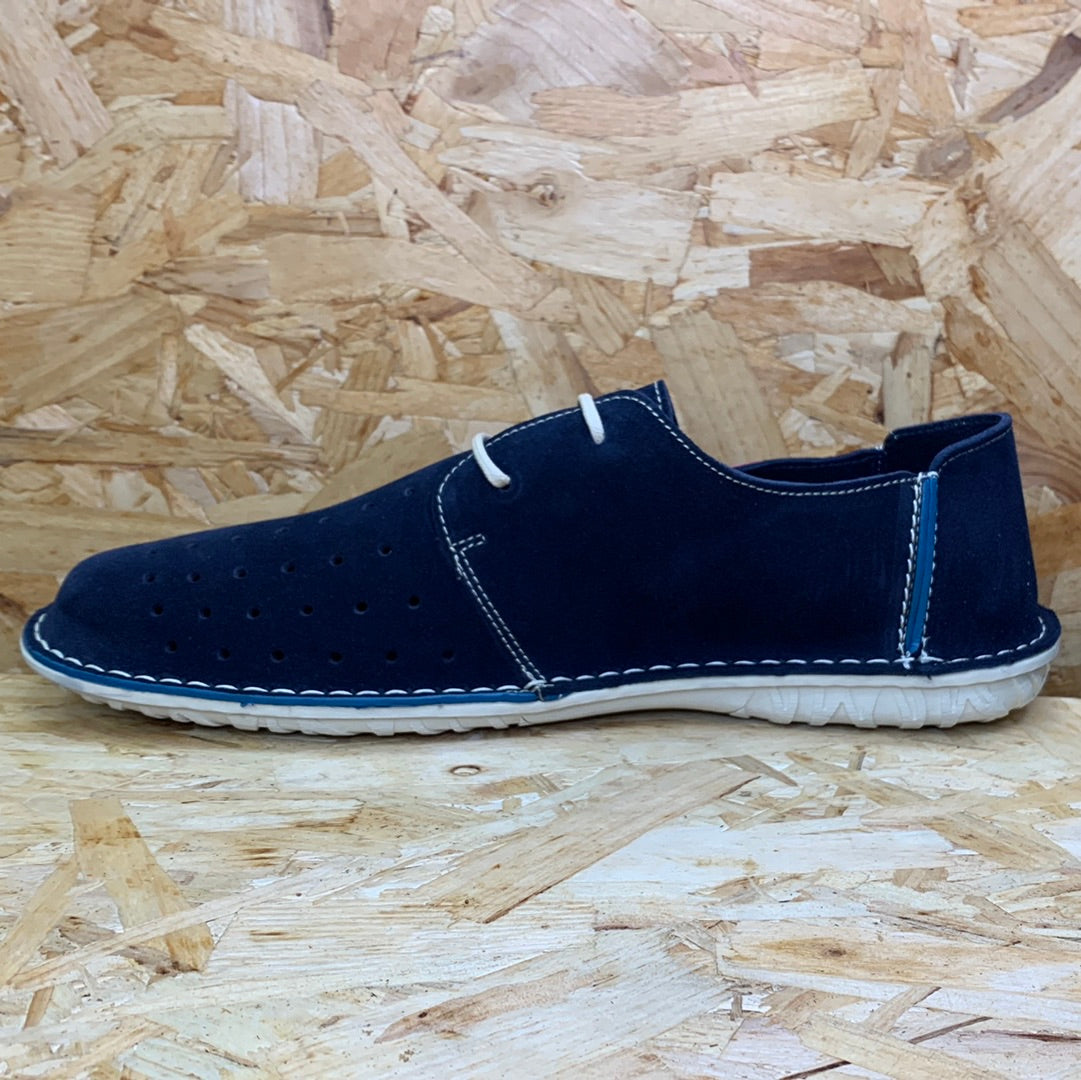 On Foot Mens Perforated Leather Shoes - Navy