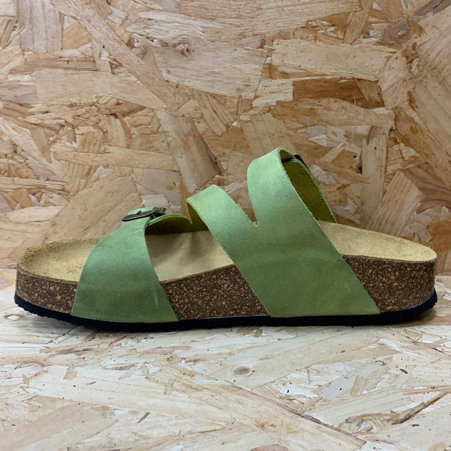 Plakton Womens Seville Mid Apure Leather Sandal - Pistachio Green - The Foot Factory