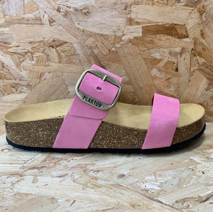 Plakton Womens Alicante Mid Nubuck Leather Sandal - Pink