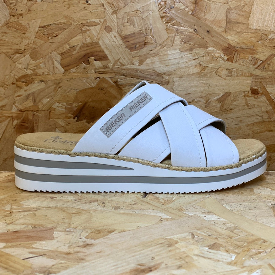 Rieker Womens Fashion Slip On Sandal - White