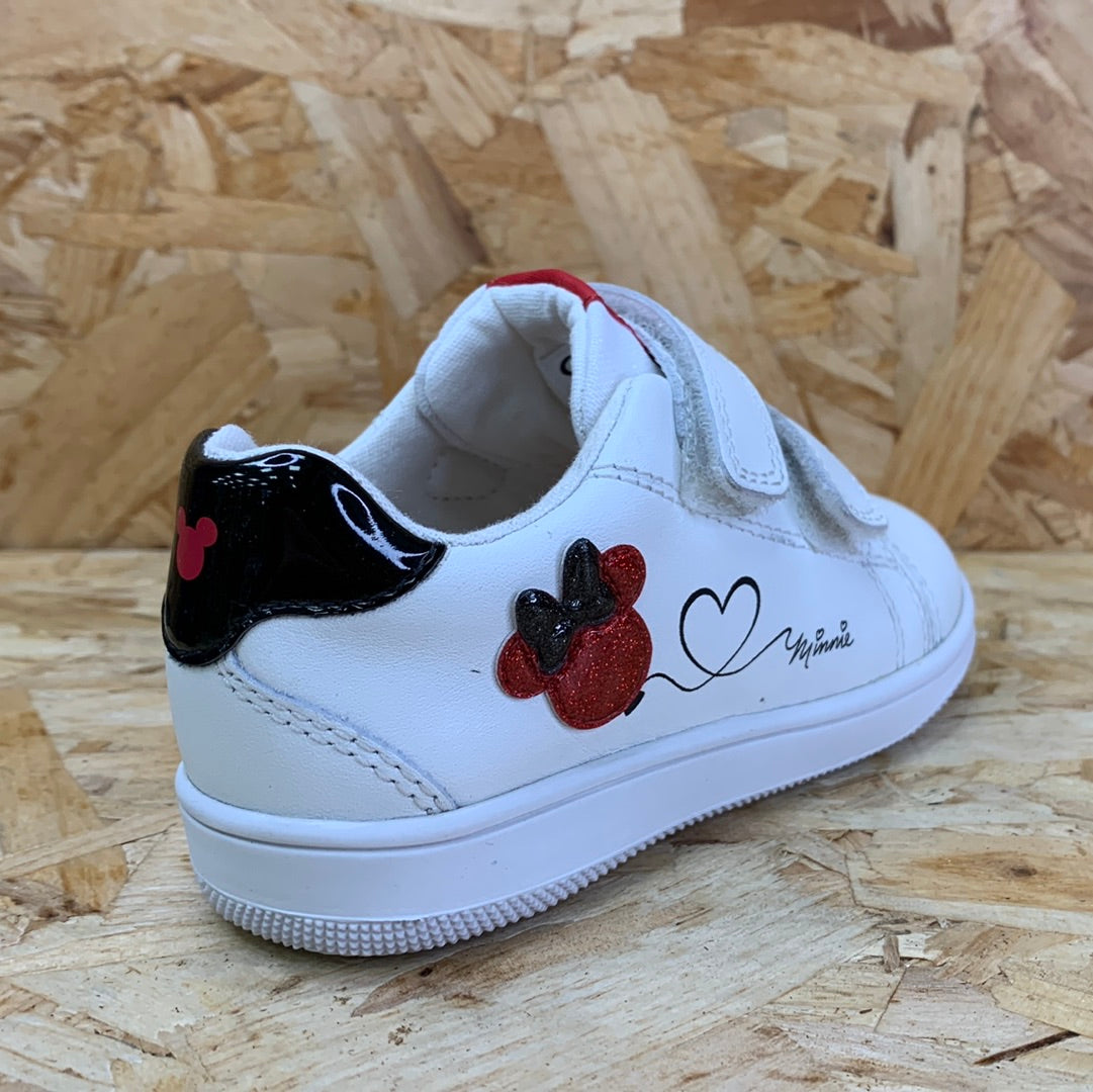Geox Infant Disney Mickey Mouse Flick Leather Trainer - White / Red