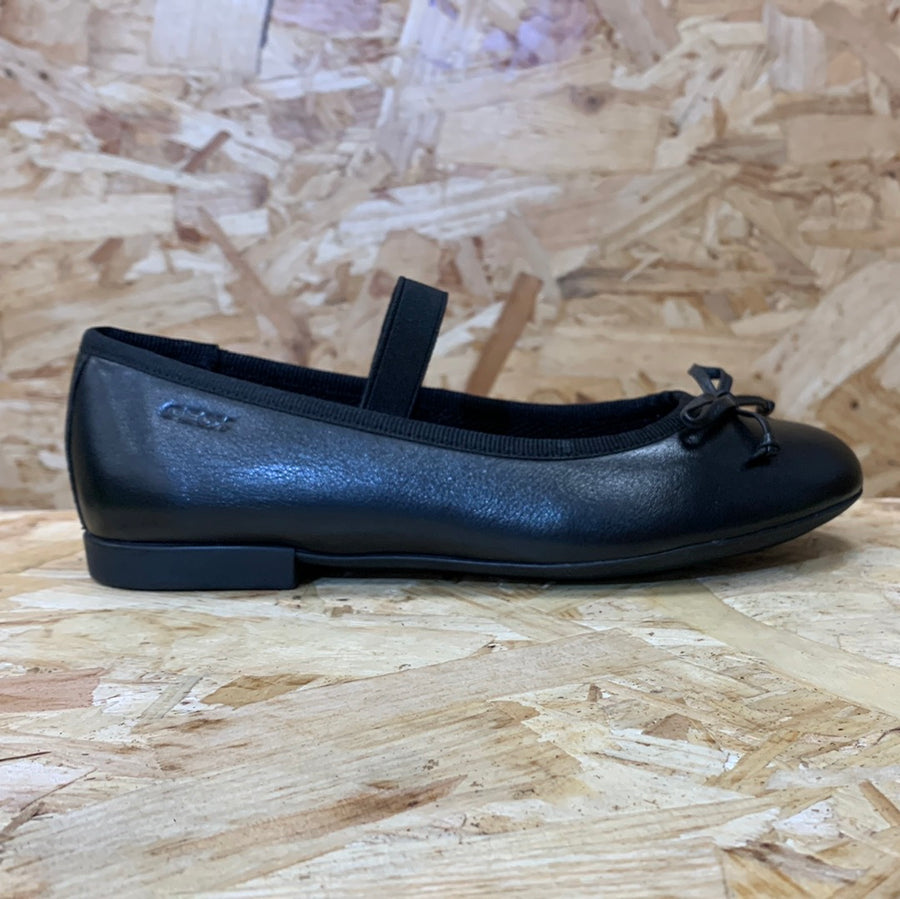 Geox Kids Plie Ballet Flat Leather School Shoe - Black