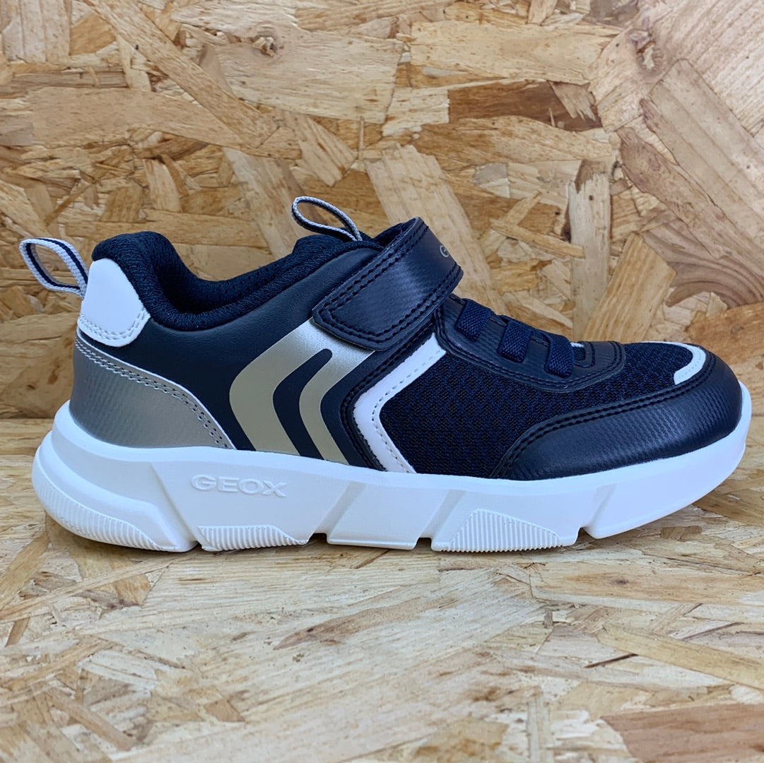 Geox Kids Aril Trainers - Navy / Silver