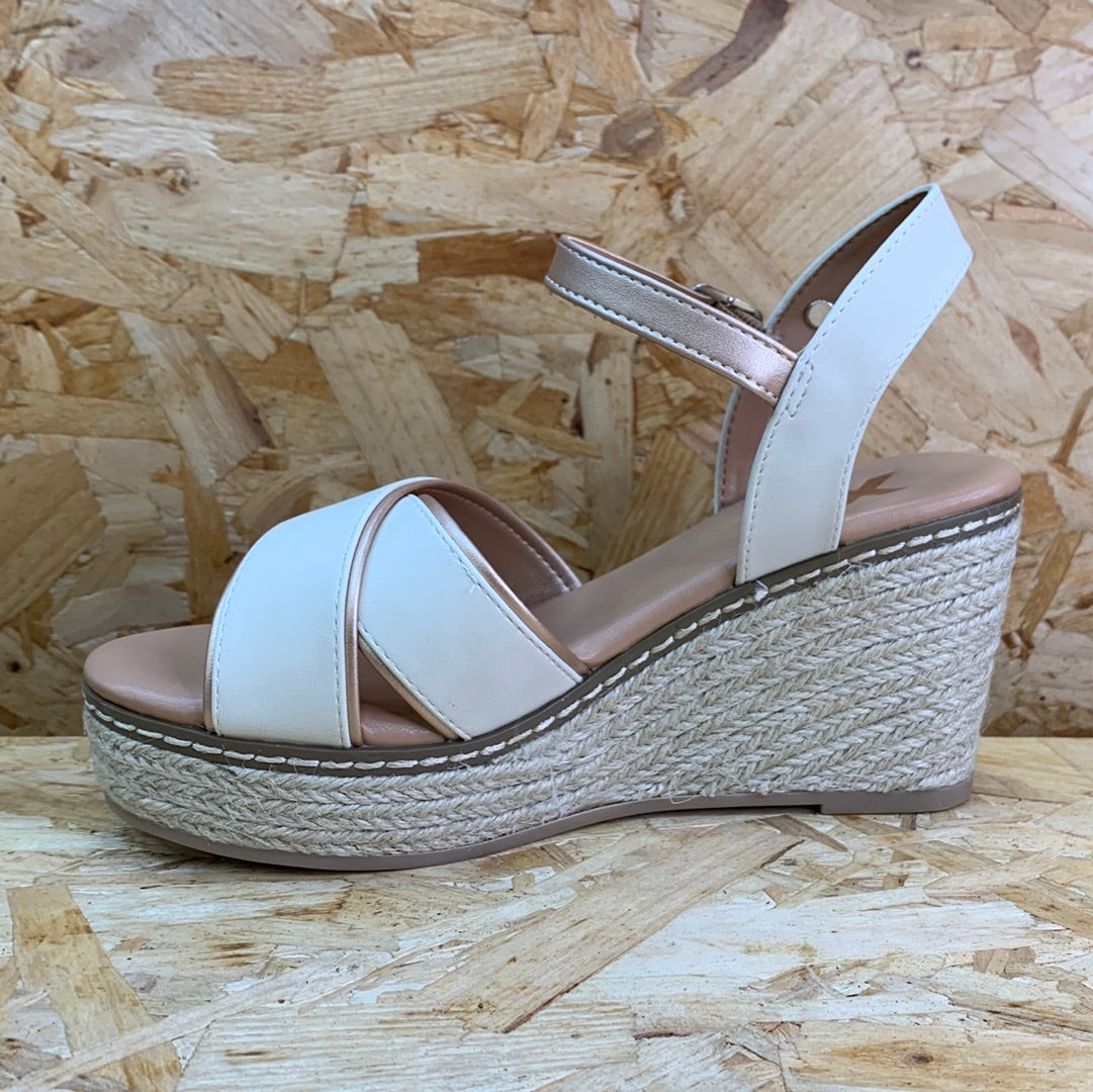 Xti Womens Fashion Wedge Sandals - Beige - The Foot Factory