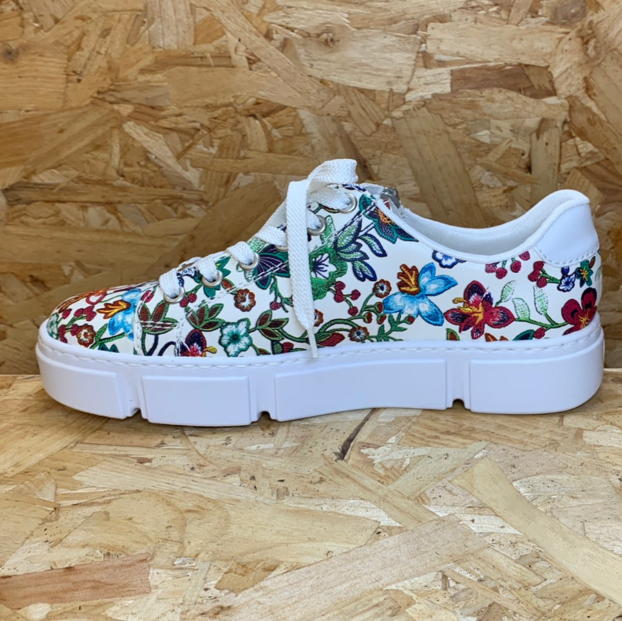 Rieker Womens Floral Fashion Trainers - White - The Foot Factory
