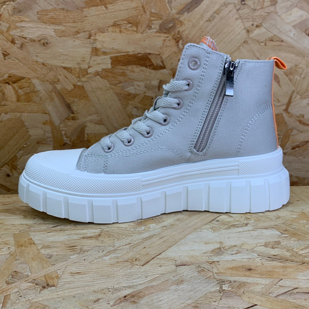 Refresh Womens Fashion High Top Trainers - Grey - The Foot Factory