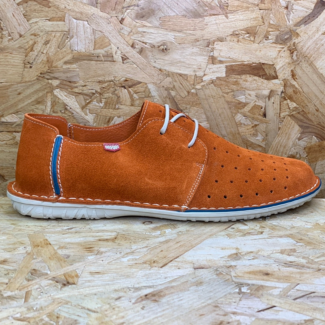 On Foot Mens Perforated Leather Shoes - Orange