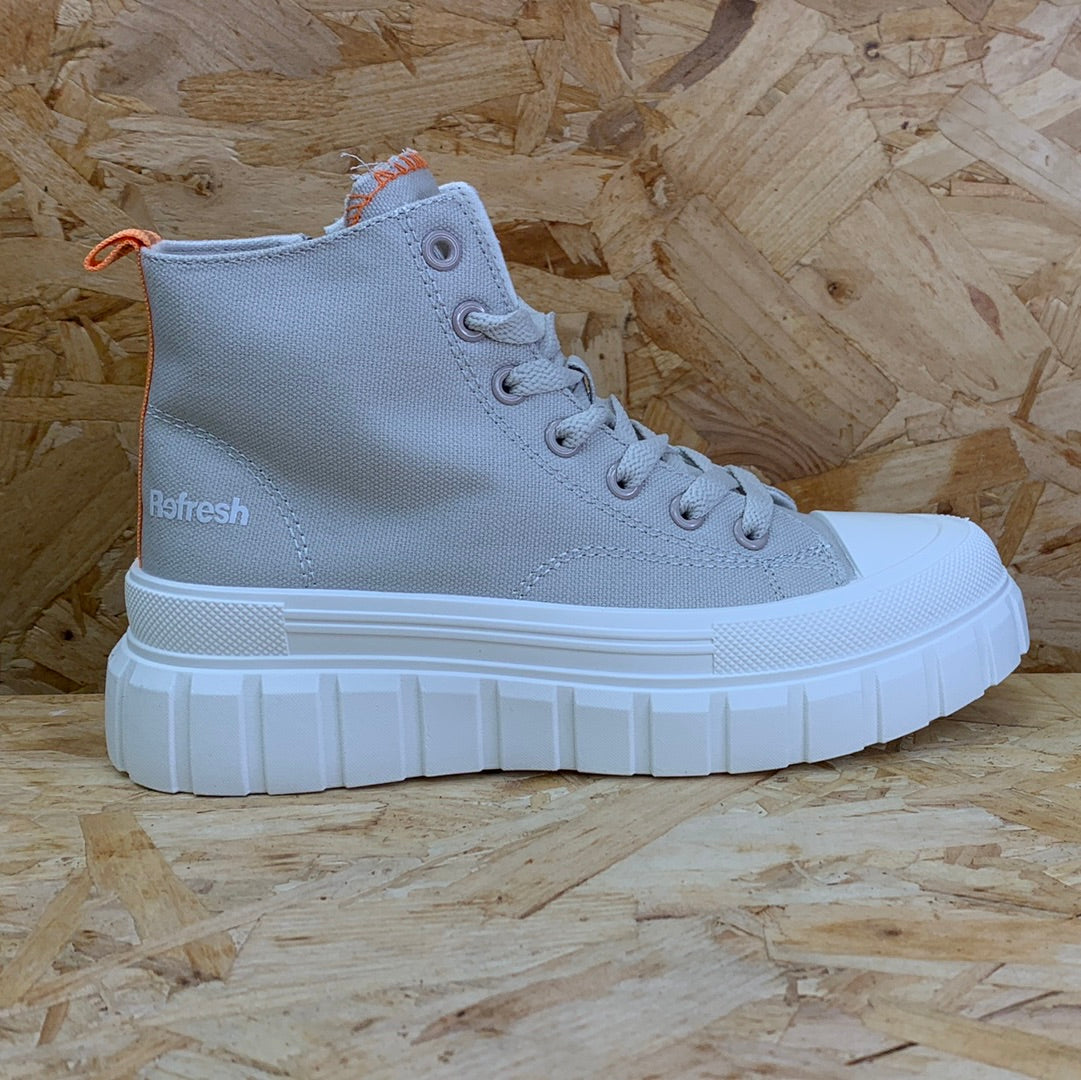 Refresh Womens Fashion High Top Trainers - Grey - The Foot Factory