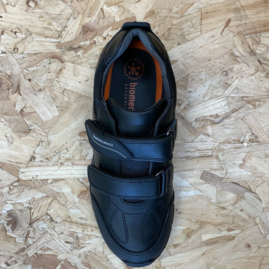 Biomecanics Kids Twin Strap Leather School Shoe - Black