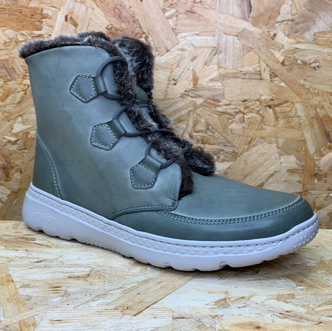 On Foot Womens Lined Leather Ankle Boot - Green