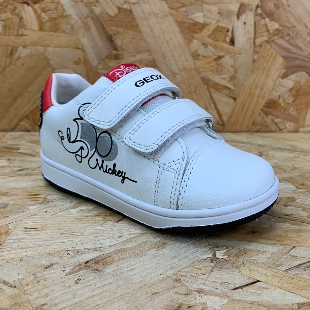 Geox Infant Disney Mickey Mouse Flick Leather Trainer - White / Black