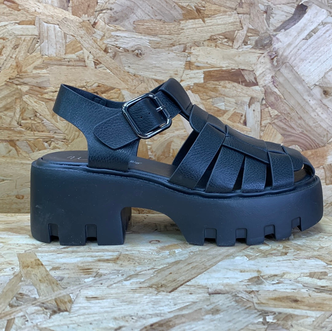 Una Healy Womens Fashion Platform Sandal - Black