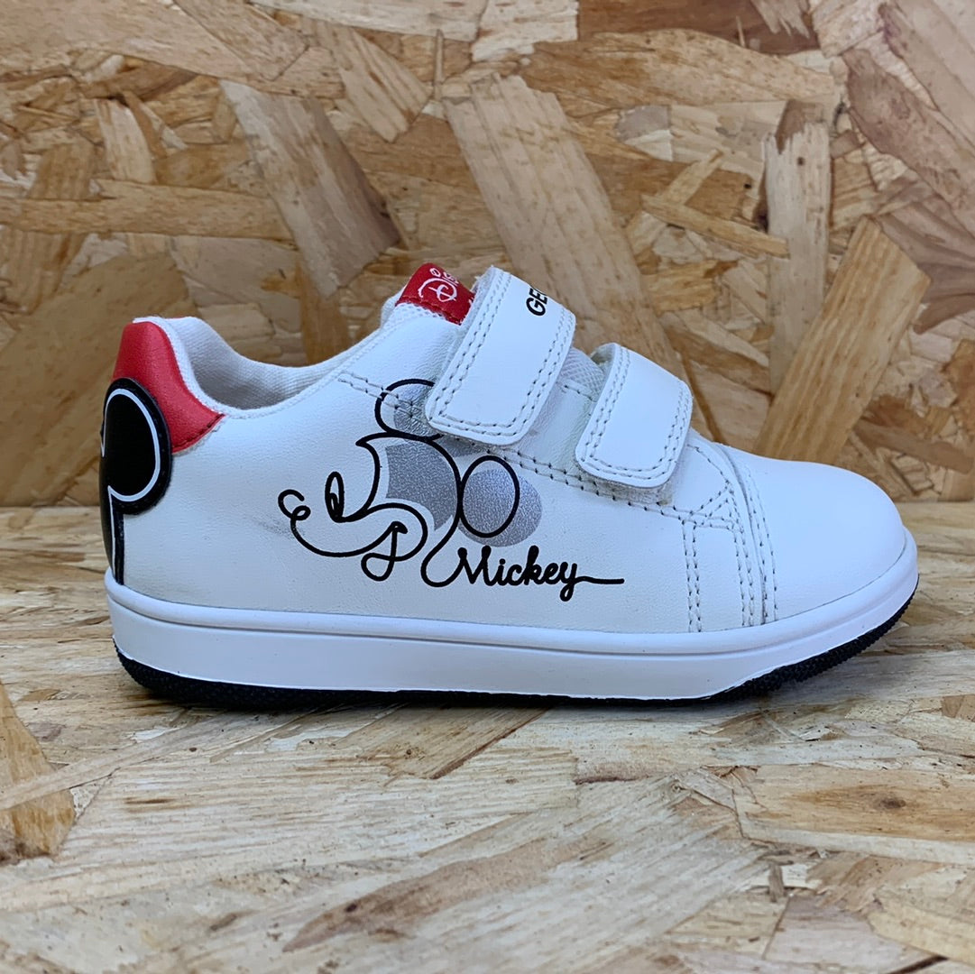 Geox Infant Disney Mickey Mouse Flick Leather Trainer - White / Black