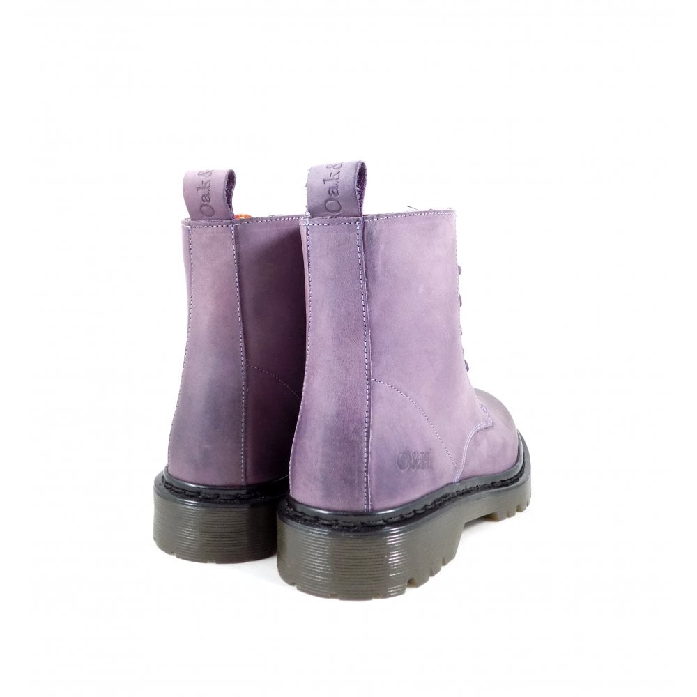 Oak & Hyde Womens Brixton 7 Leather Boots - Purple