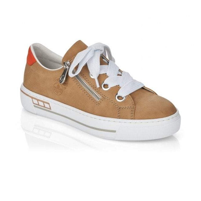 Rieker Womens Laced Fashion Trainer - Beige