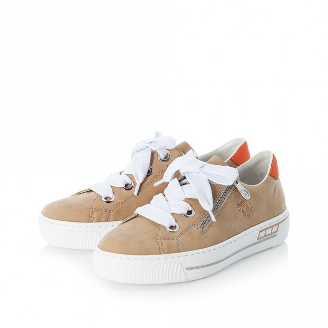 Rieker Womens Laced Fashion Trainer - Beige