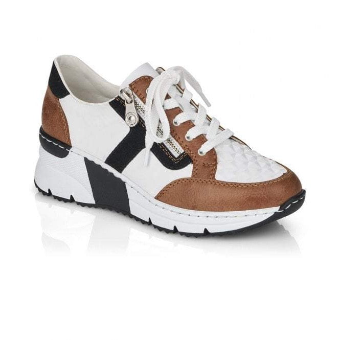 Rieker Womens Fashion Trainers - White / Brown