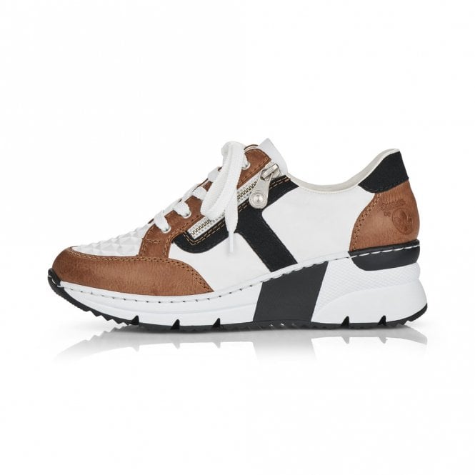 Rieker Womens Fashion Trainers - White / Brown
