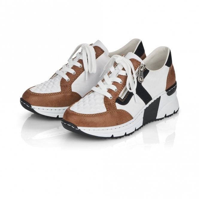 Rieker Womens Fashion Trainers - White / Brown