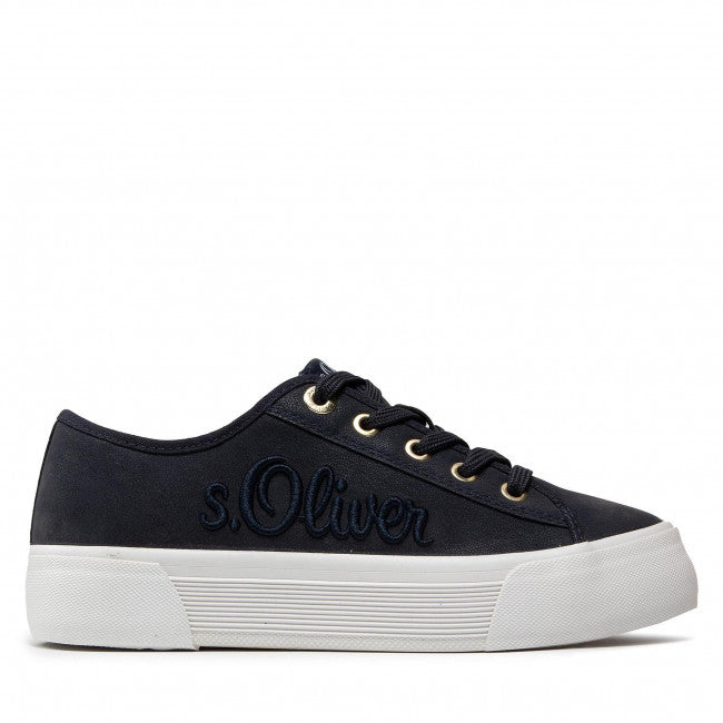 S.Oliver Womens Fashion Embroidered Trainers - Navy